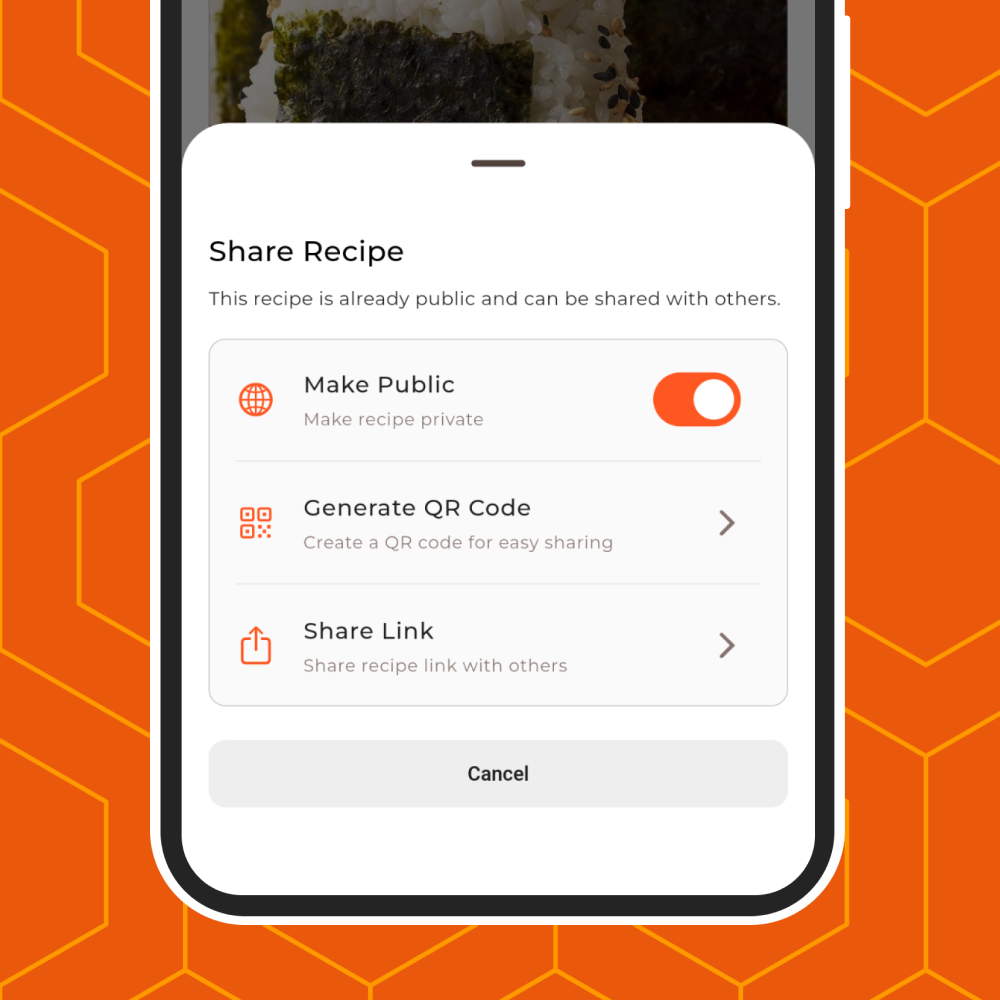 Share recipes via link